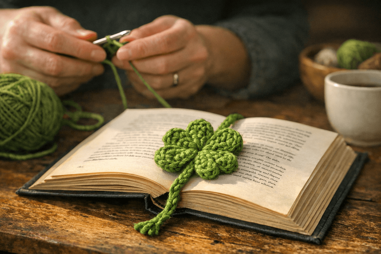 Crochet a Lucky Four-Leaf Clover Bookmark in Minutes