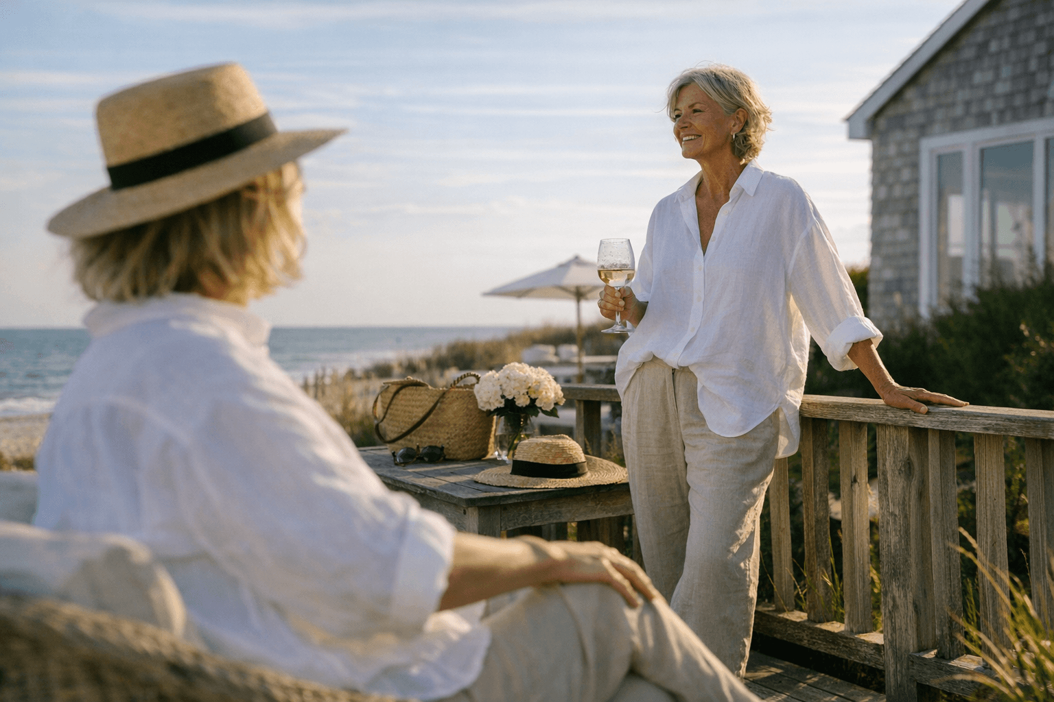 Coastal Grandmother Style Gets a Hamptons Twist with White Blouses