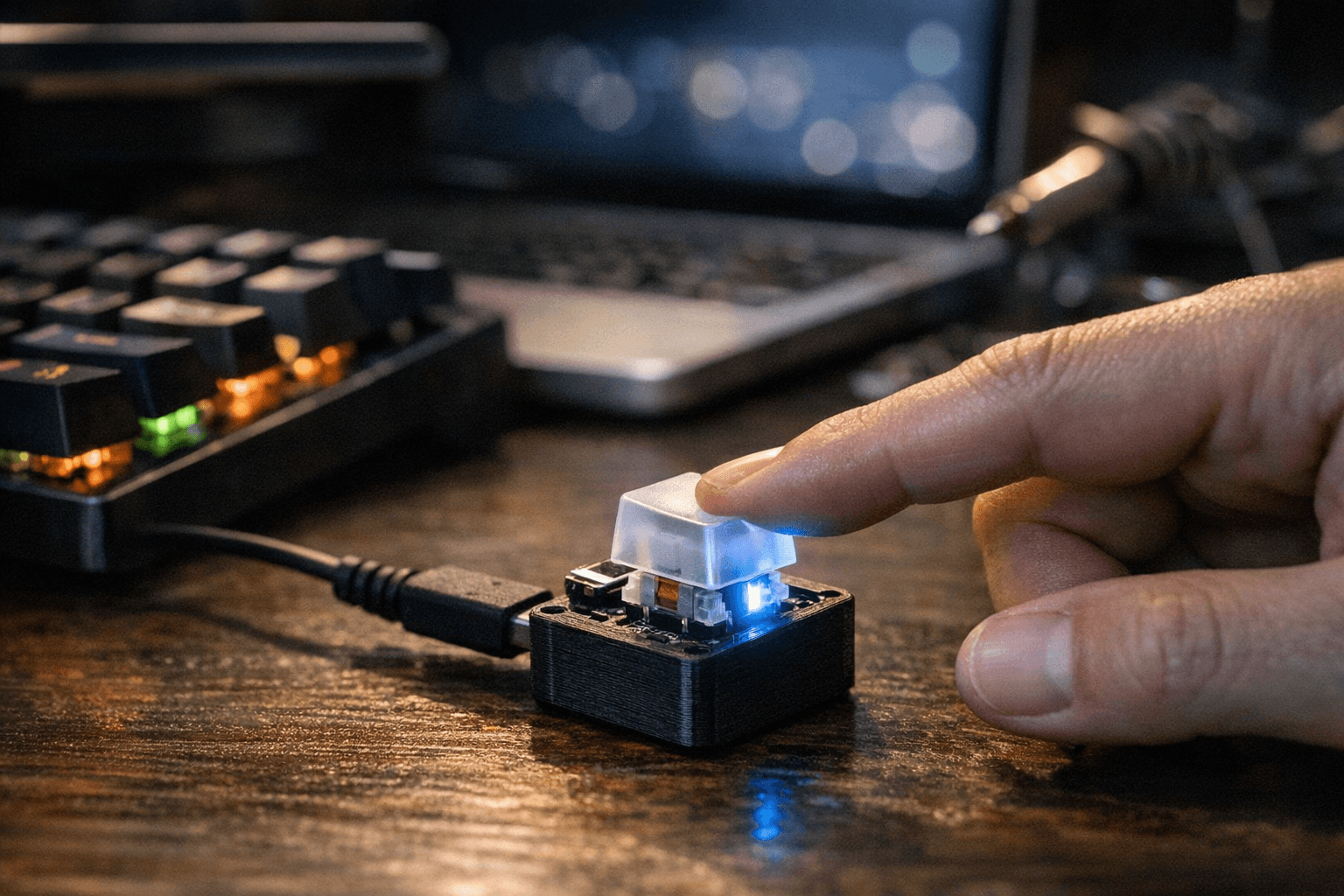 Adafruit One Key turns a single switch into a customizable Bluetooth keyboard