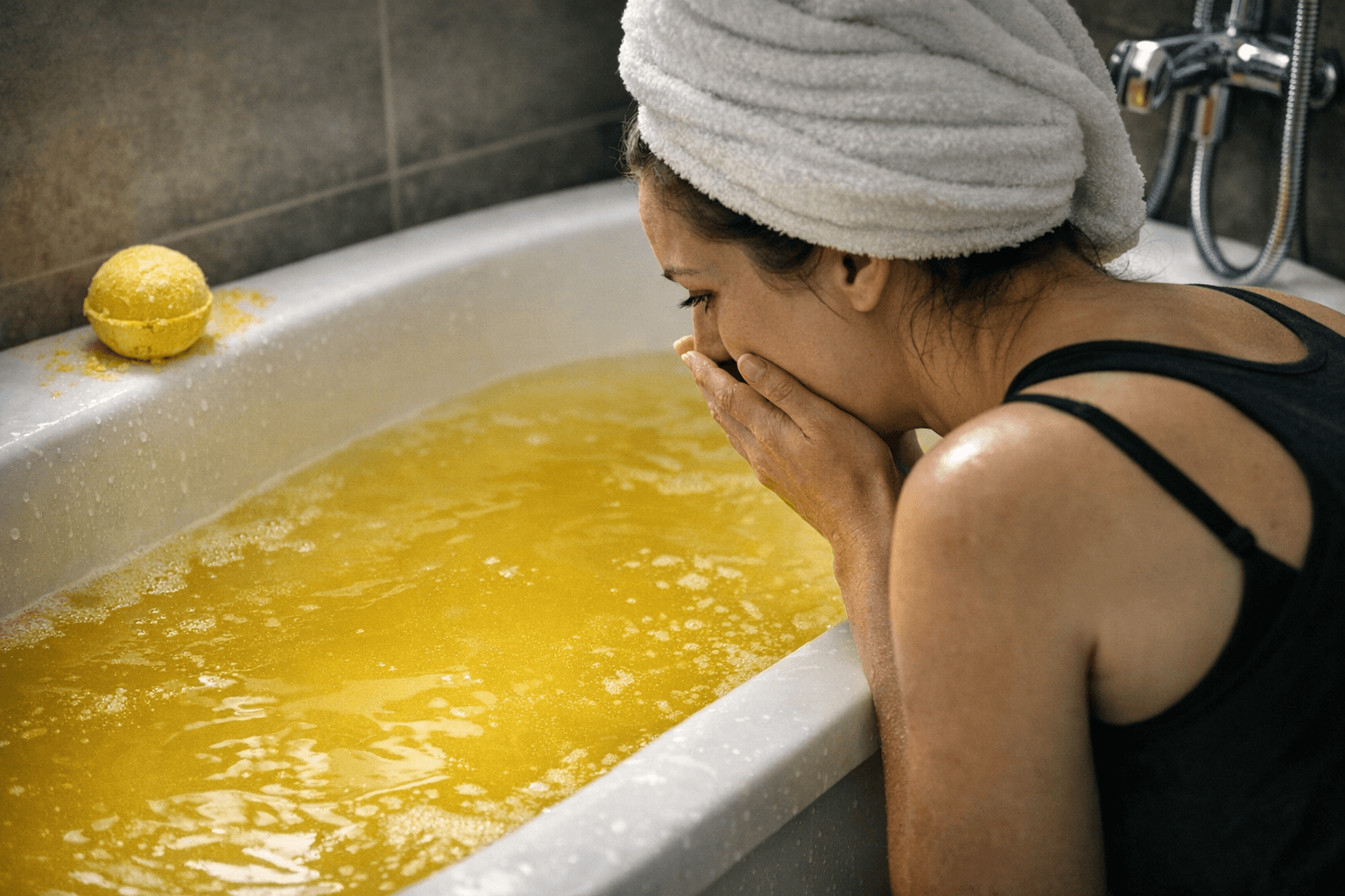 Yellow bath bomb turns bathwater urine-like, sparks viral laughter online