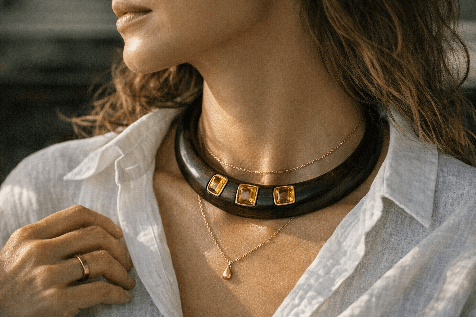 Carved Wood Collar Jewelry Brings Minimalist Polish to Layering