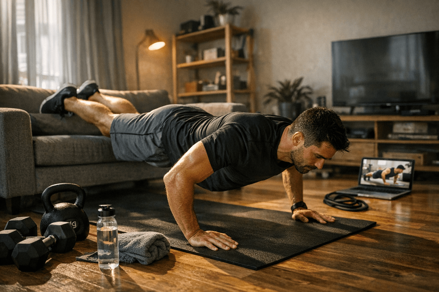 אימון משקל גוף בבית: 10 תרגילים, תוכנית שבועית והתקדמות בטוחה