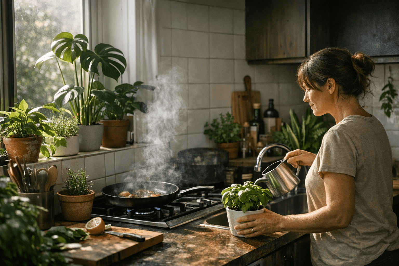 7 צמחי בית למטבח: התאמה חכמה לאור וללחות