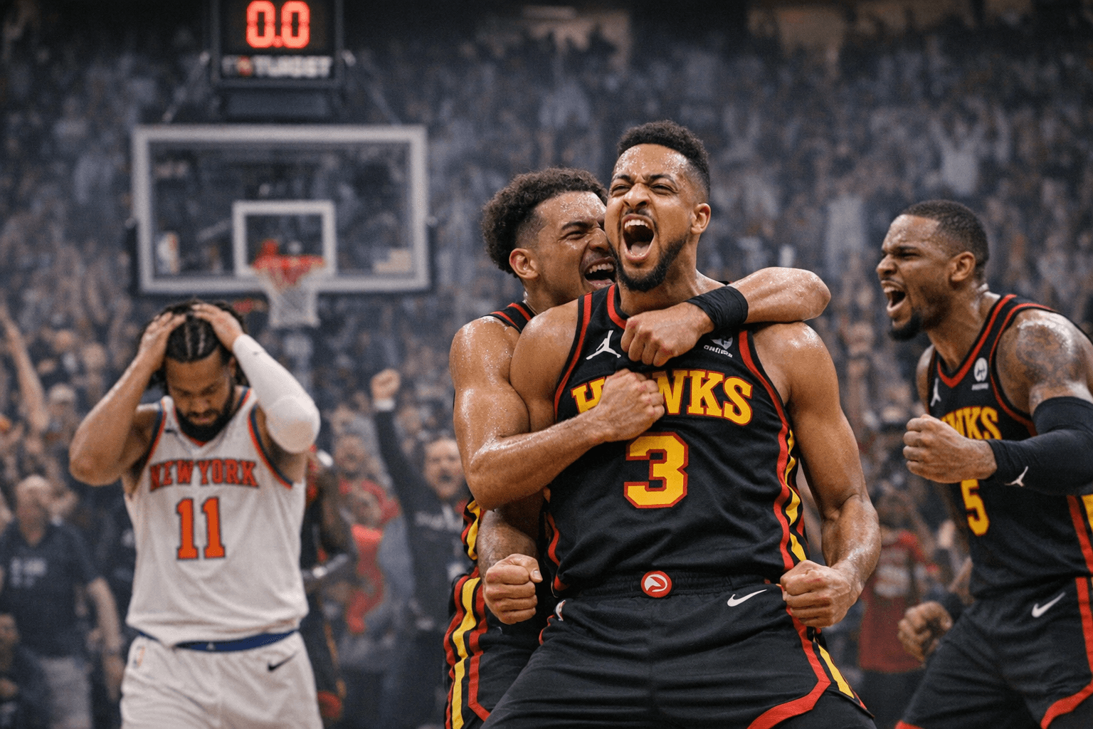 Hawks edge Knicks 107-106, tie series in dramatic Game 2 win