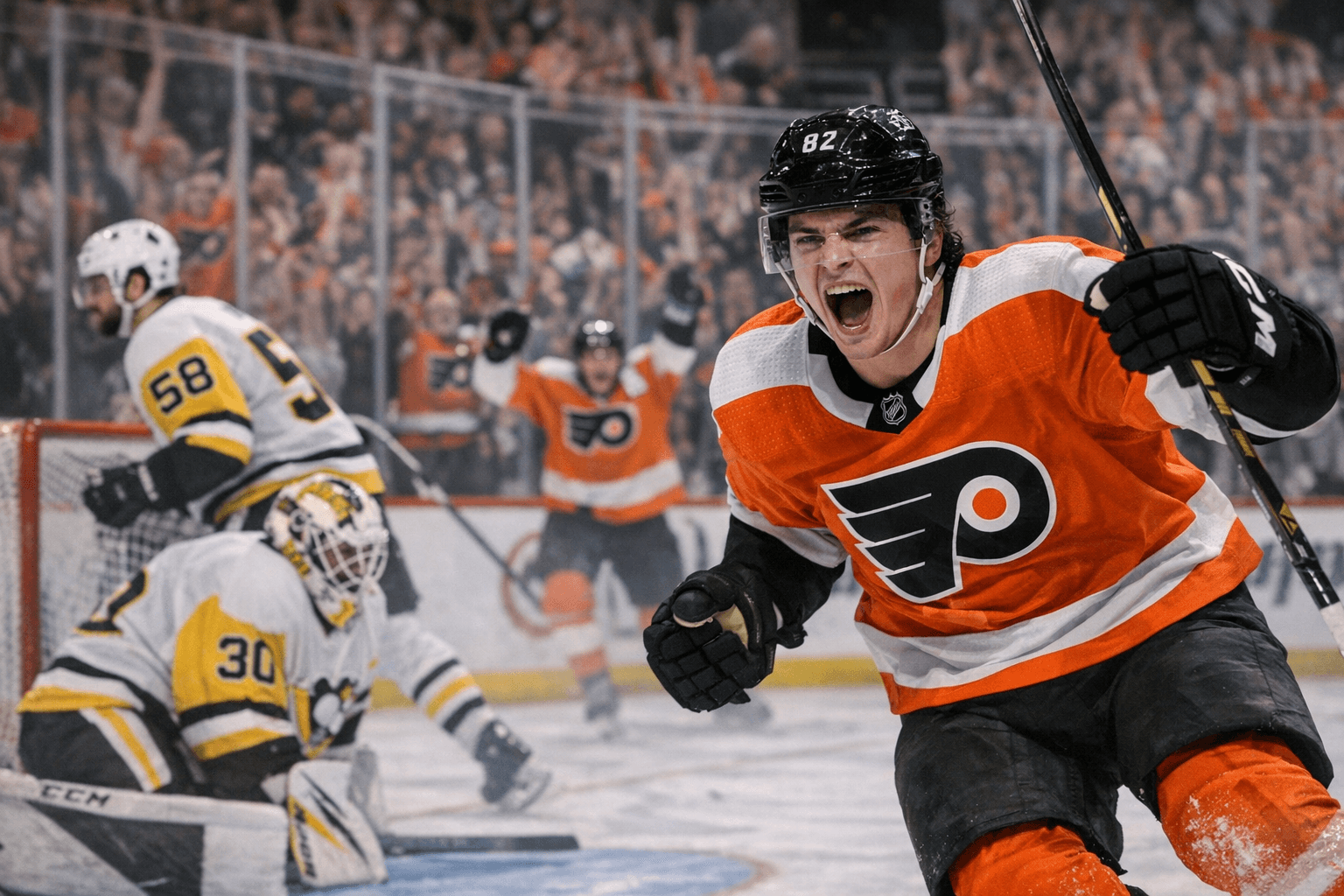 Teenager Porter Martone scores again as Flyers seize 2-0 lead over Penguins