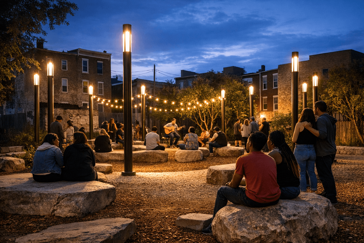Harmony Park transforms vacant North Baltimore lot into glowing gathering space