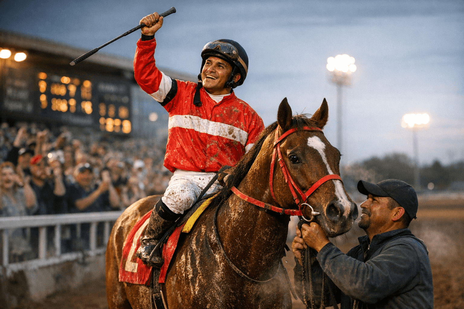Jose Angel Medina rides 1,000th Thoroughbred winner at Fonner Park