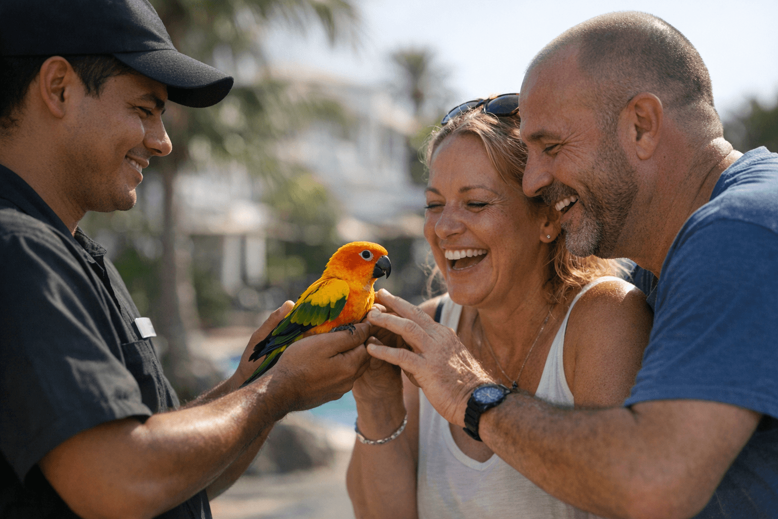 Hotel worker reunites missing sun conure Lulú with relieved owners