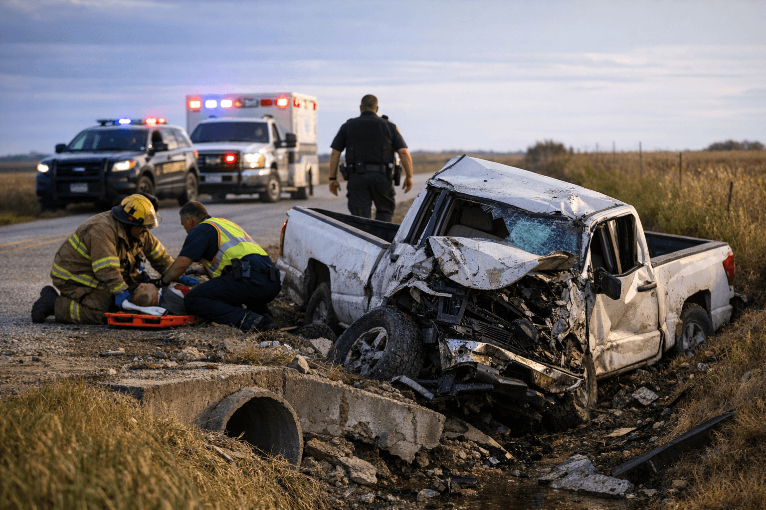 Two injured in pickup crash south of Langdon, Missouri
