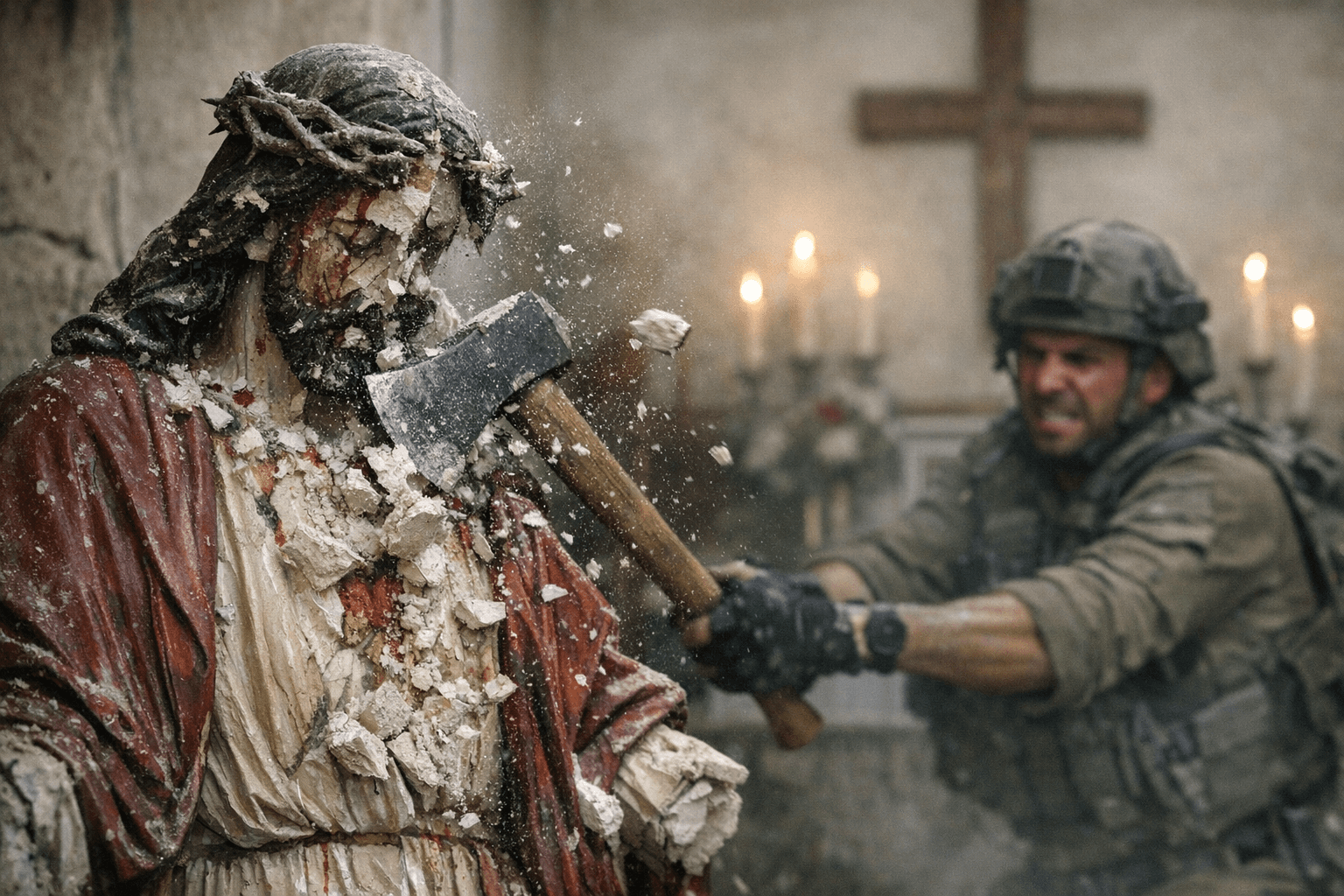 Israeli soldier smashes Jesus statue, as cabinet approves 34 West Bank settlements