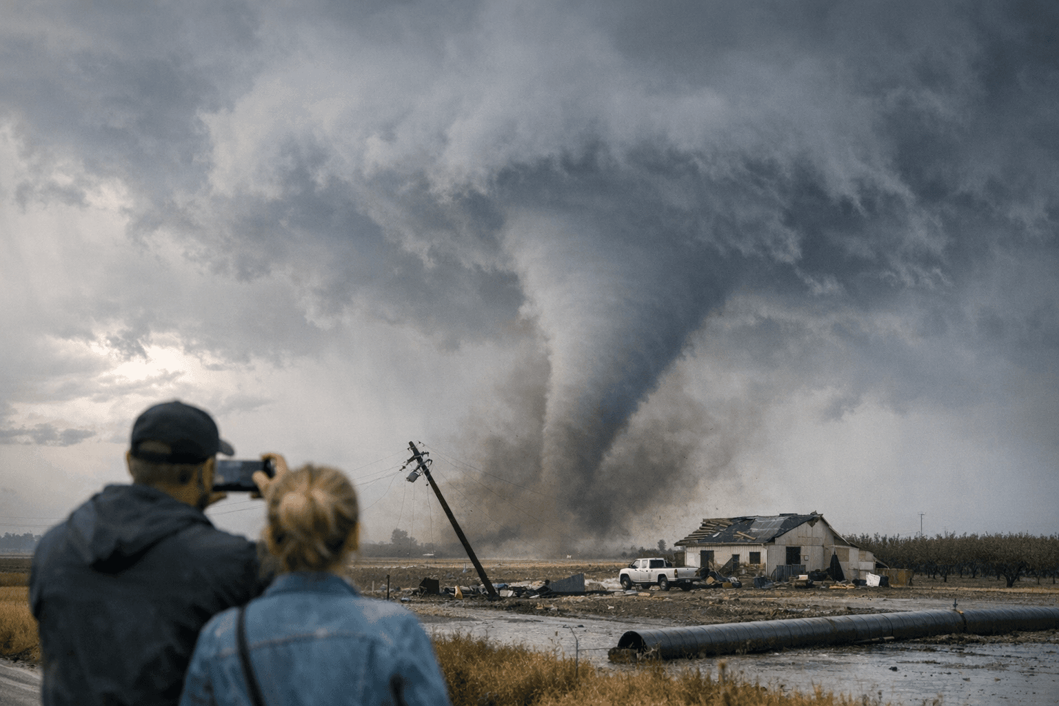 Tornado touches down near Fresno as severe storms sweep Central Valley