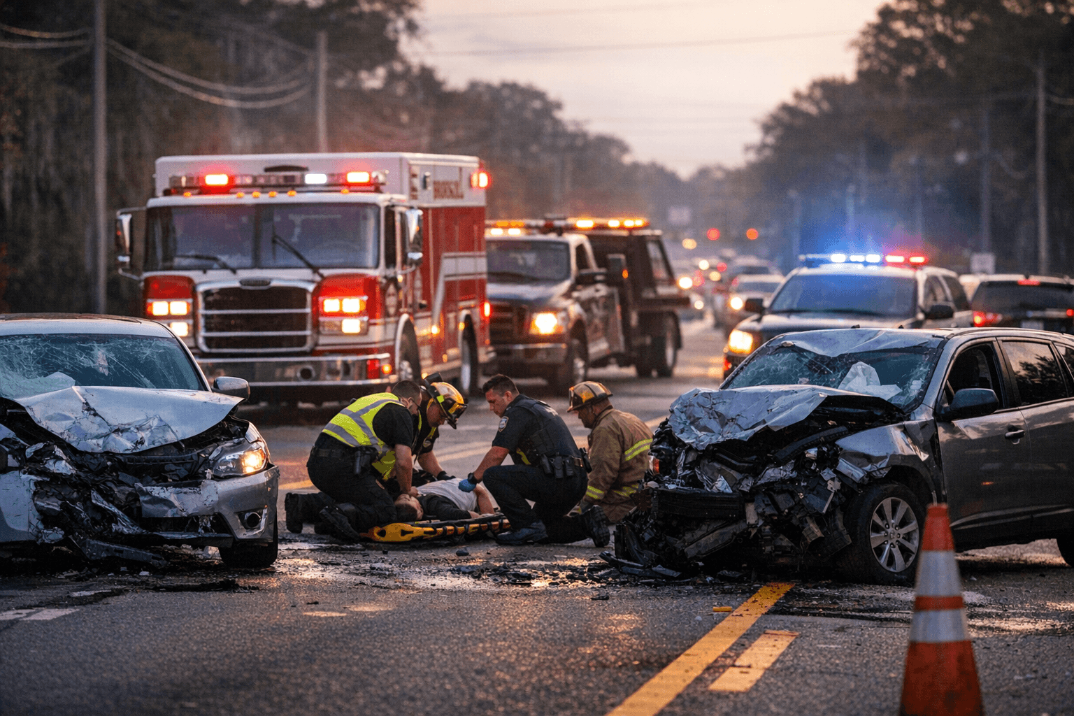 Injury Crash Blocks Broad Street in Brooksville, Disrupts Traffic