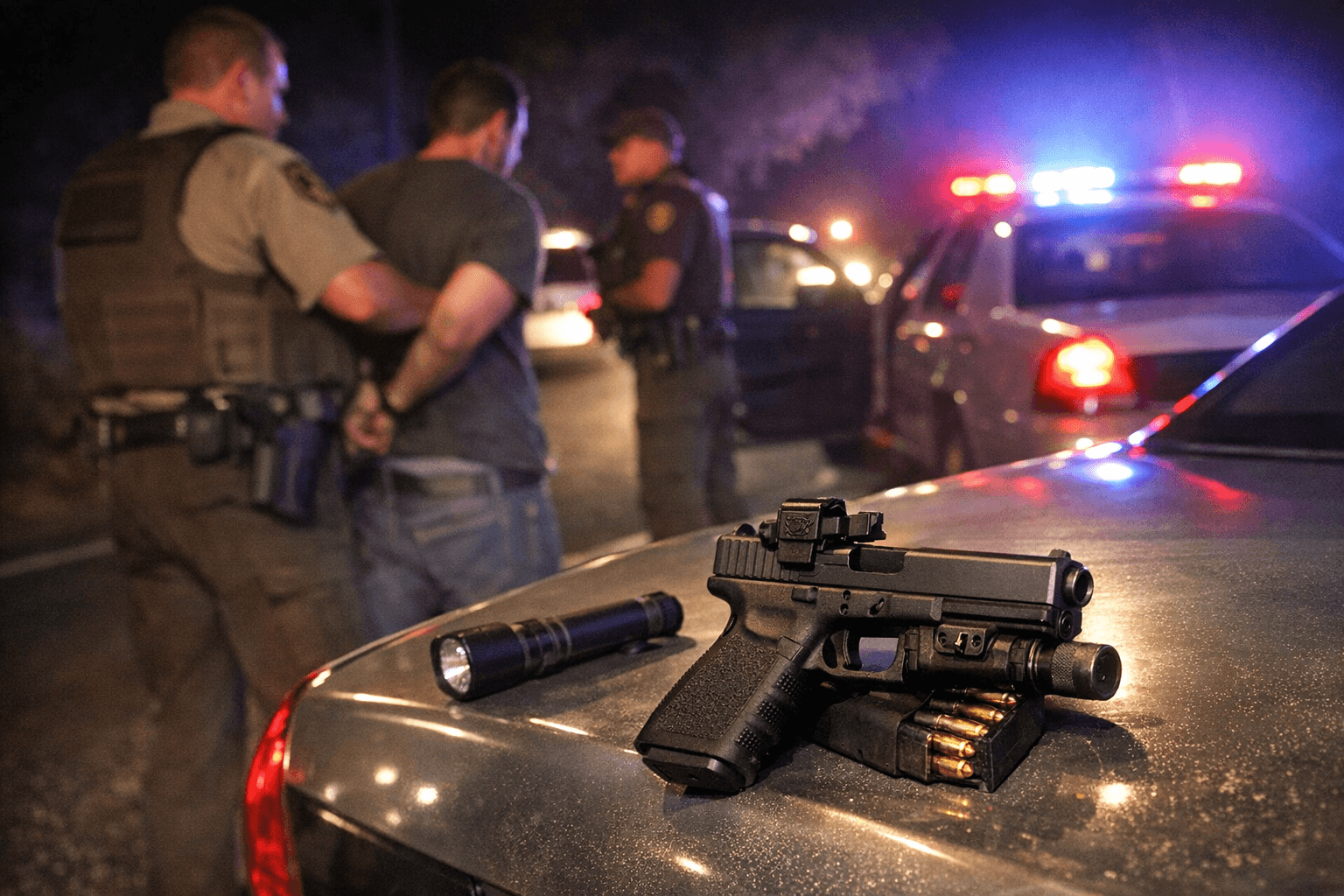 Haw River traffic stop leads to arrests, gun with machine-gun device found