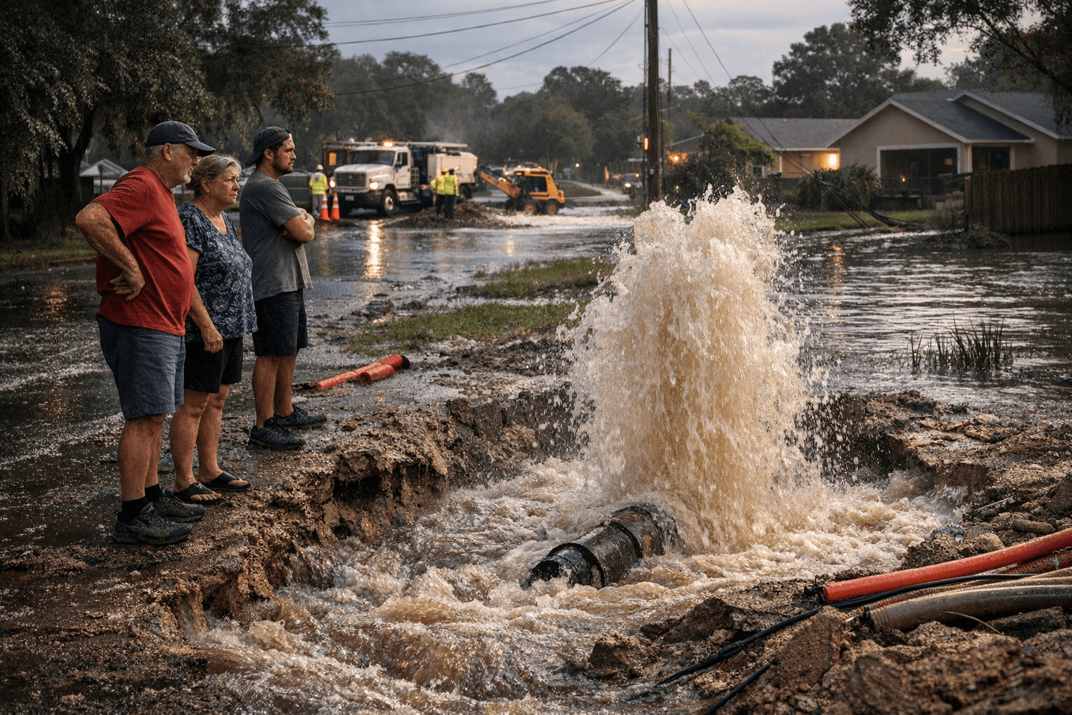 Longwood residents question water line break after fiber optic work