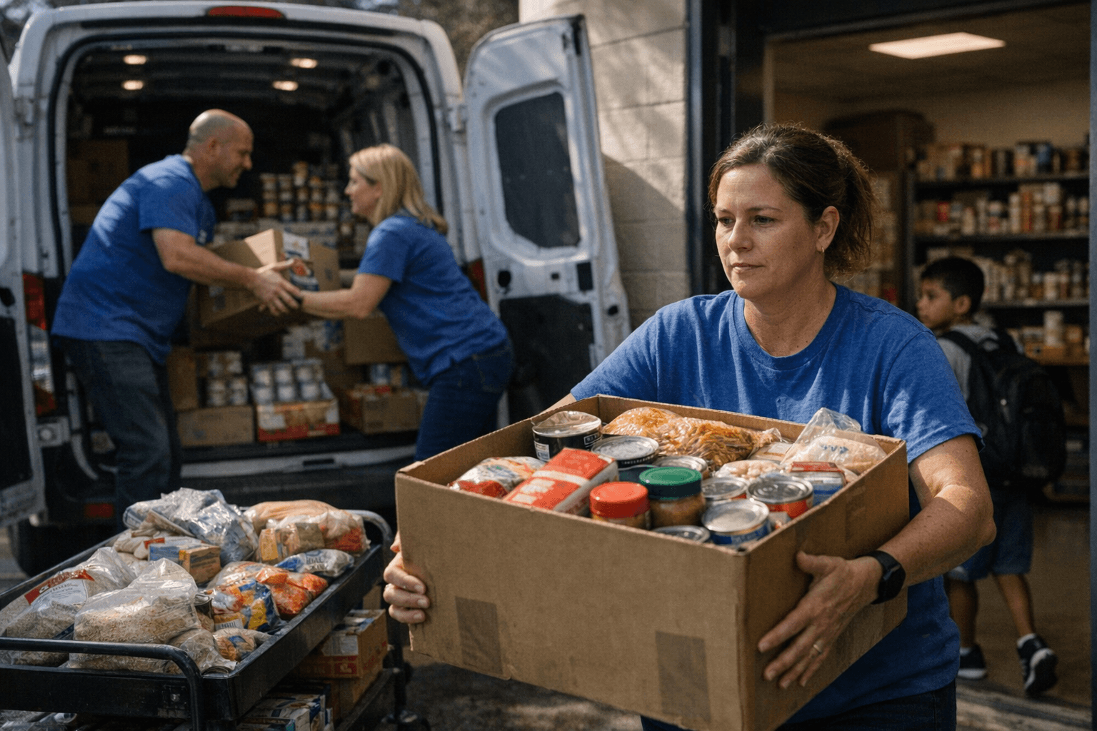 Addition Financial volunteers deliver over a ton of food to school pantries