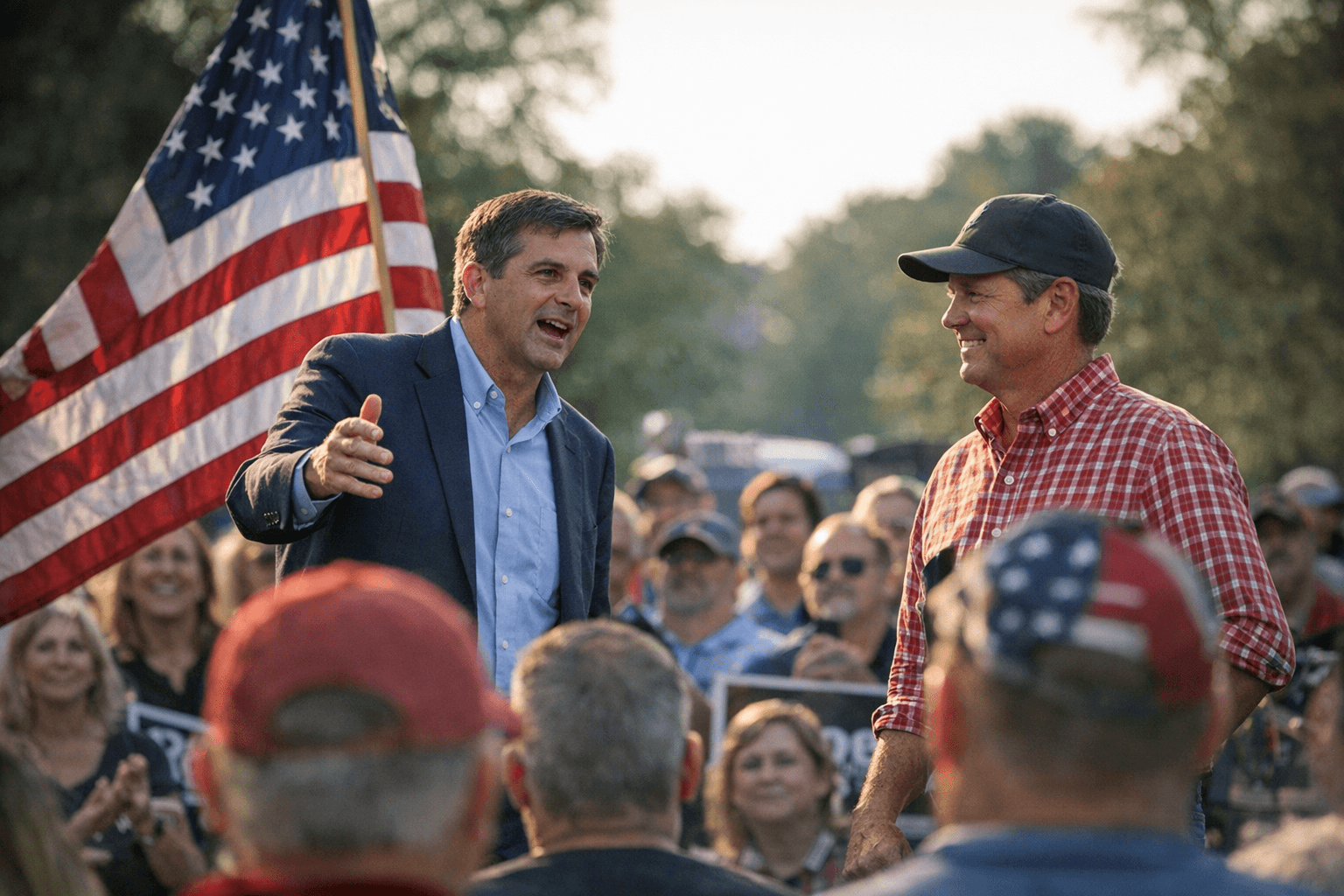 Dooley, Kemp rally Forsyth supporters at Cumming campaign stop