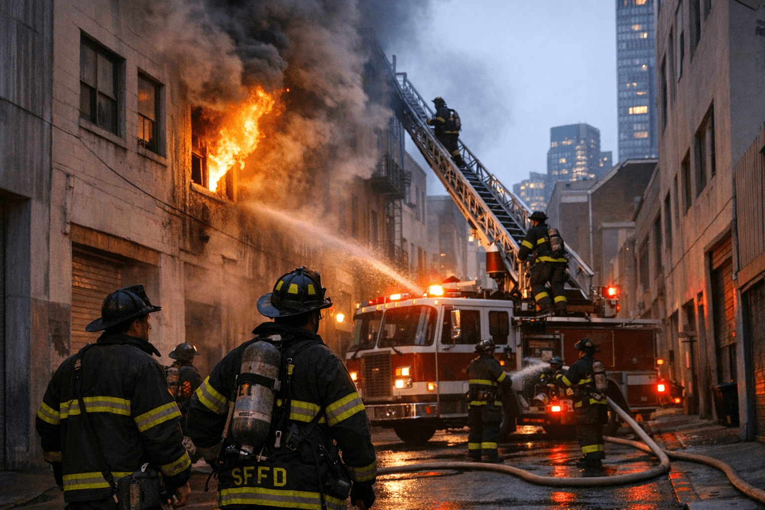 San Francisco firefighters respond to building fire on Sumner Street
