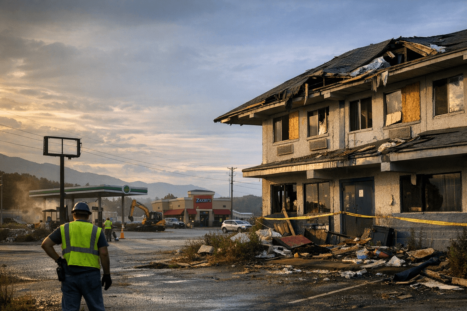 Buncombe updates Helene-hit Exit 55 corridor, BP, Zaxby's, motel sites