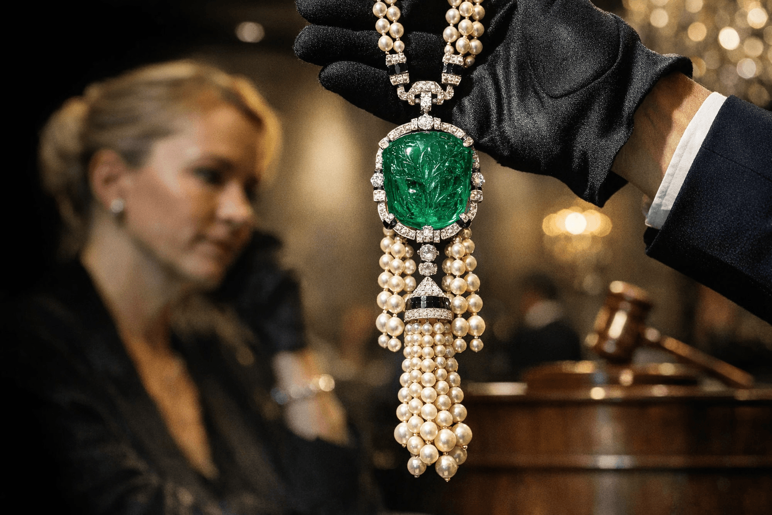 Christie’s to auction Cartier Great Gatsby emerald and pearl sautoir in Geneva