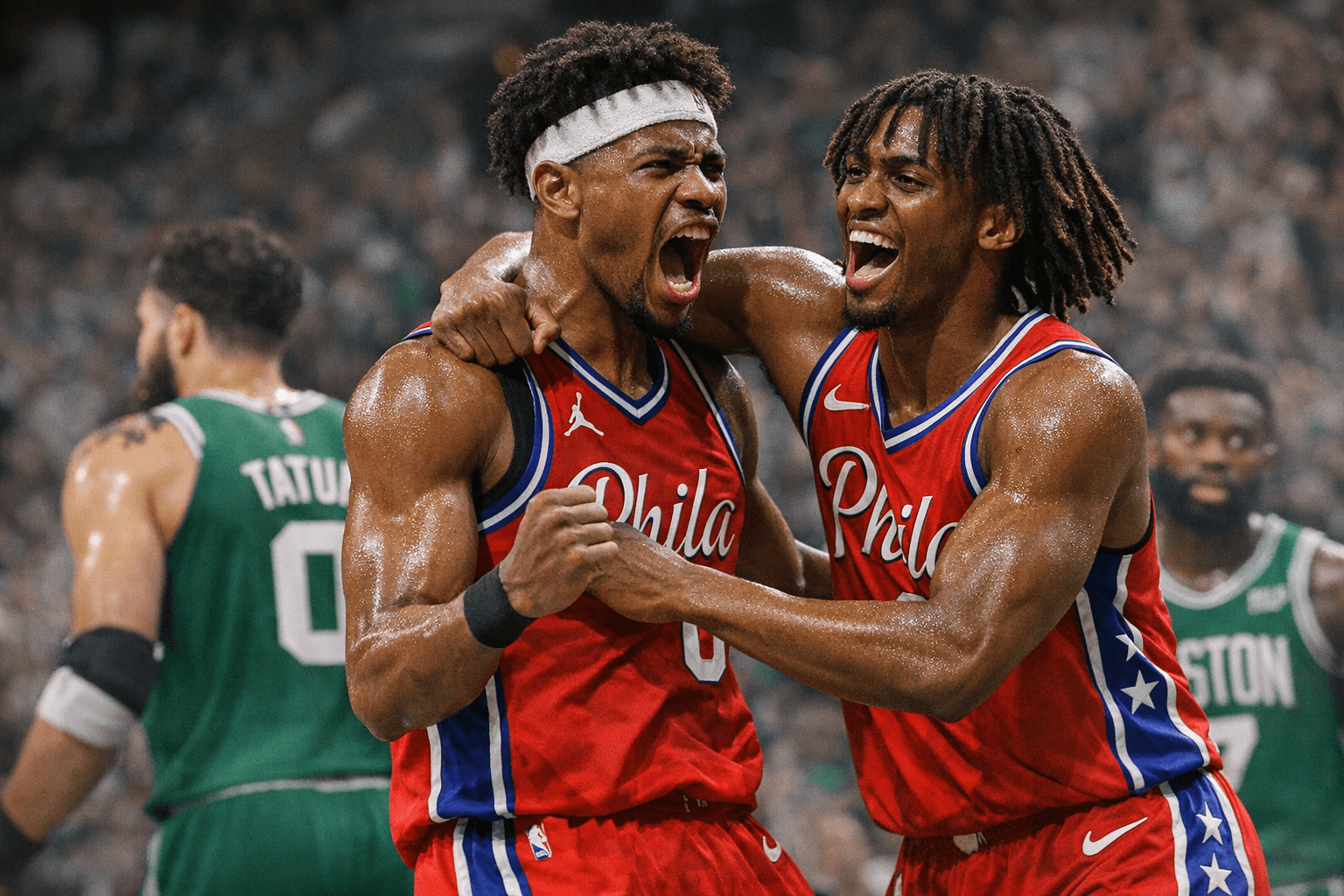 Edgecombe, Maxey lead 76ers past Celtics to even playoff series