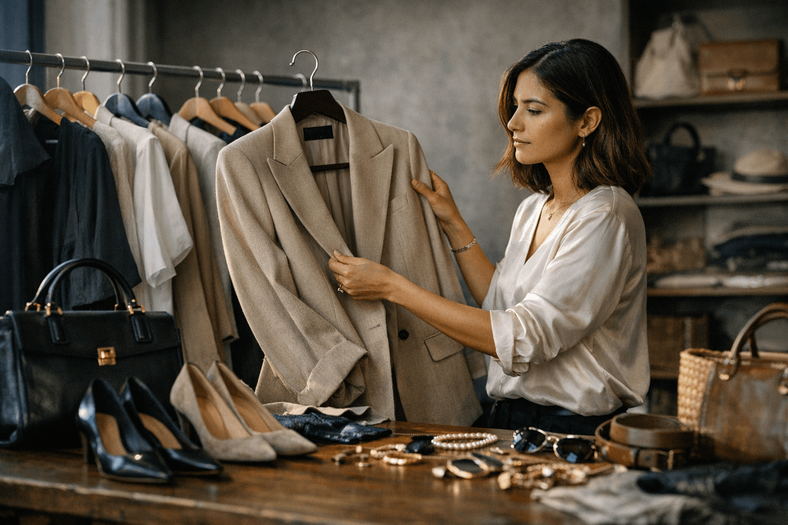 Bianca Nieves builds a capsule wardrobe with materials, shoes, and accessories