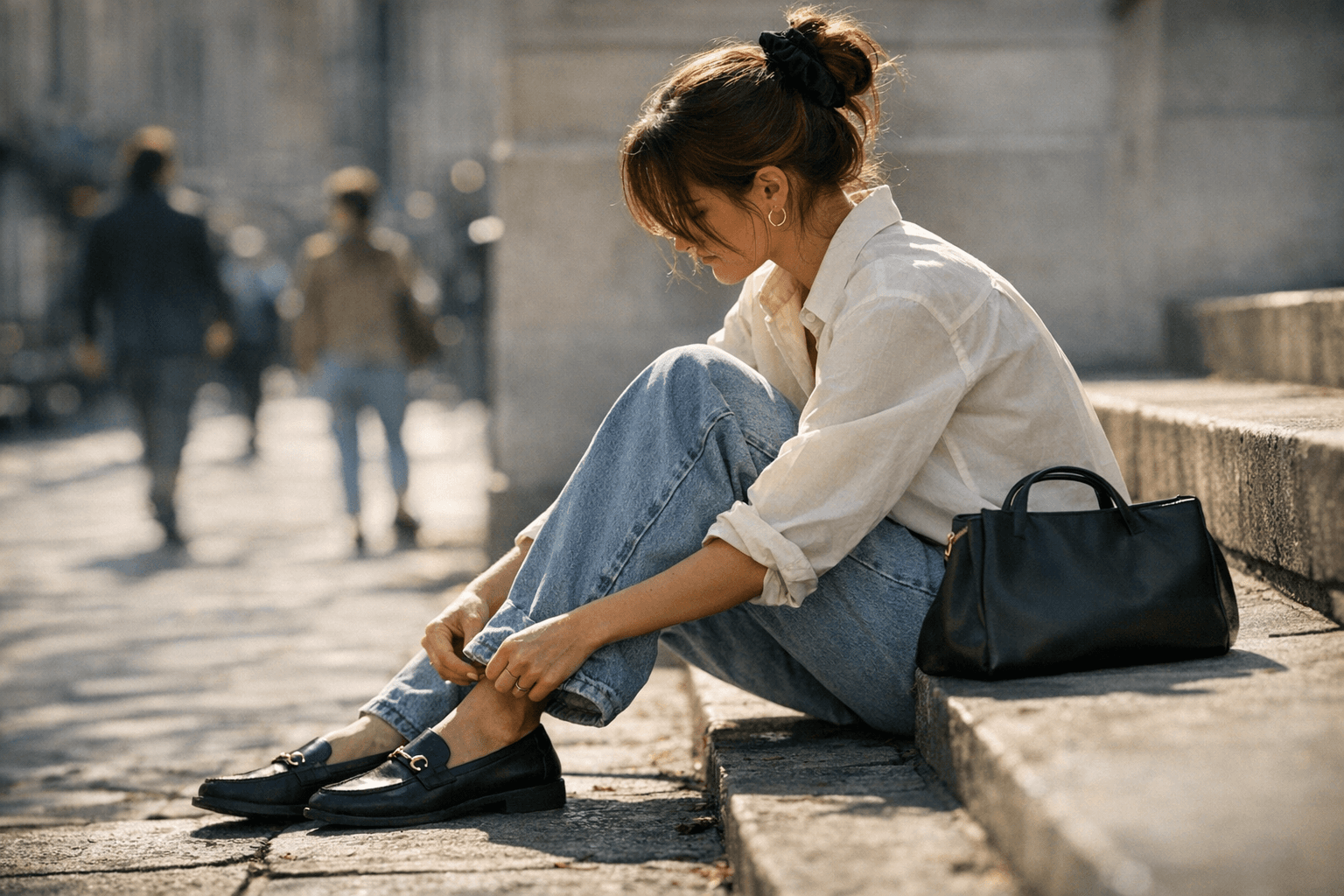 Brooke Lamantia’s spring capsule leans on baggy jeans, loafers, and a scrunchie