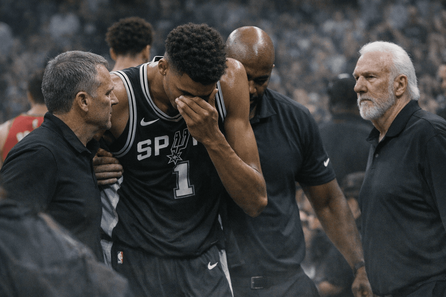Wembanyama leaves playoff loss with concussion, Spurs fall to Portland