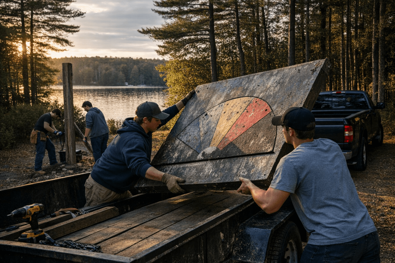 Sunapee fire danger sign removed for repair by school trades class
