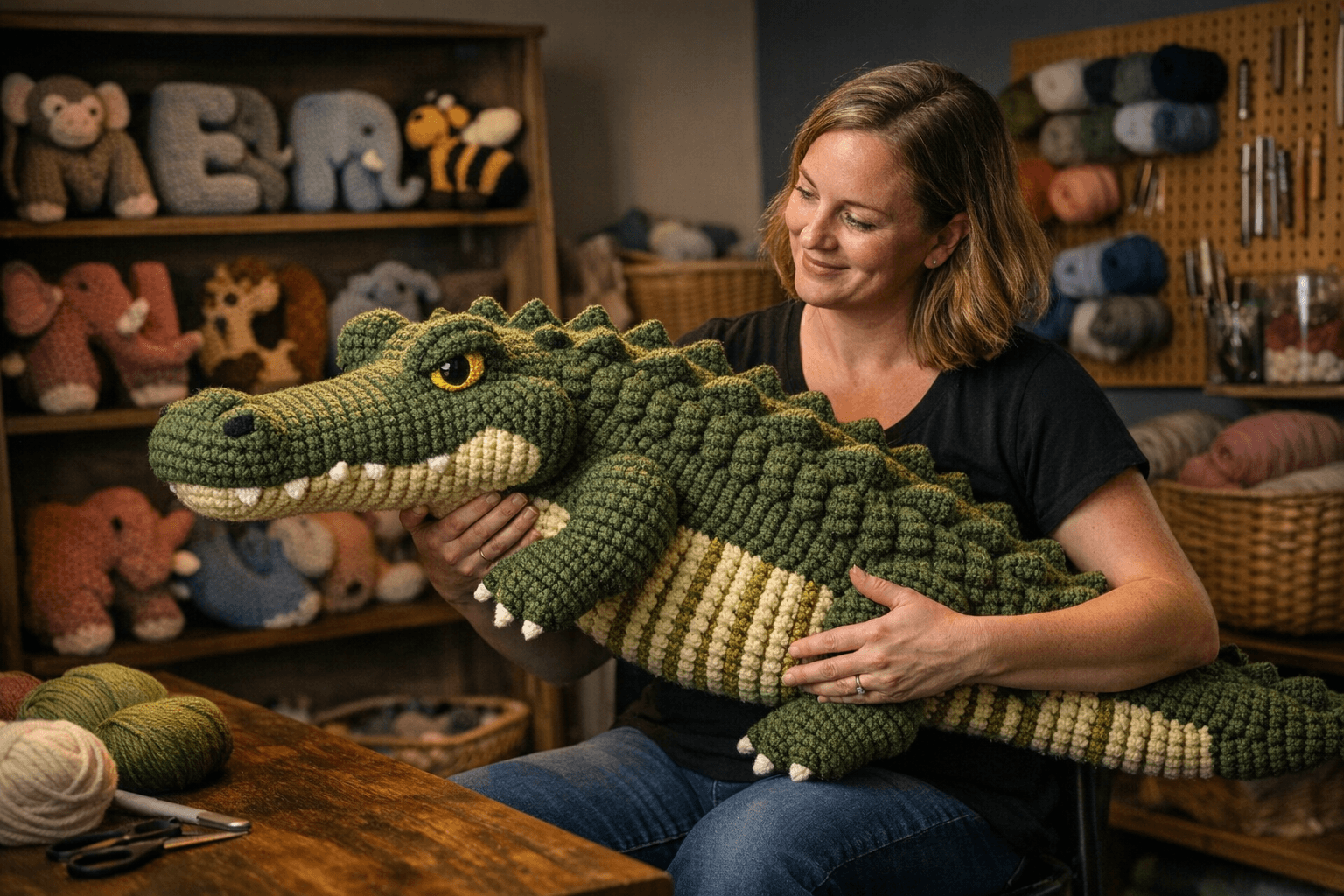 Jen Hayes Creations releases large crochet alligator, expands alphabet animal series