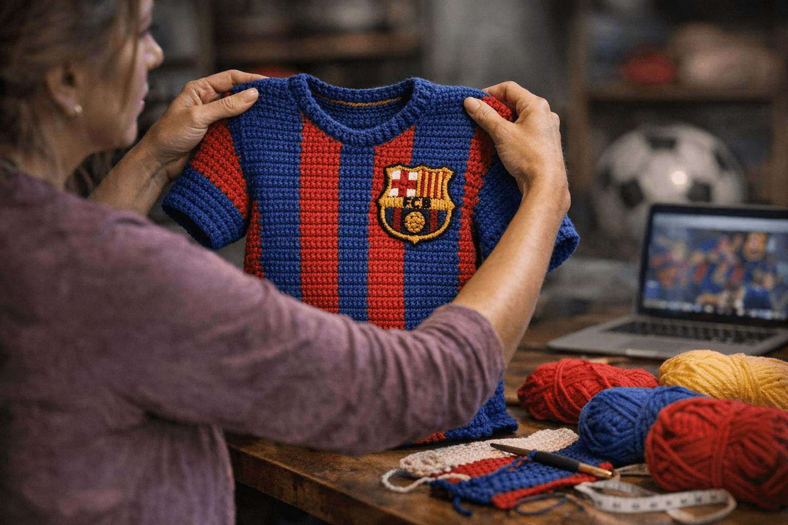Crocheter’s detailed FC Barcelona jersey sparks praise and pricing debate online