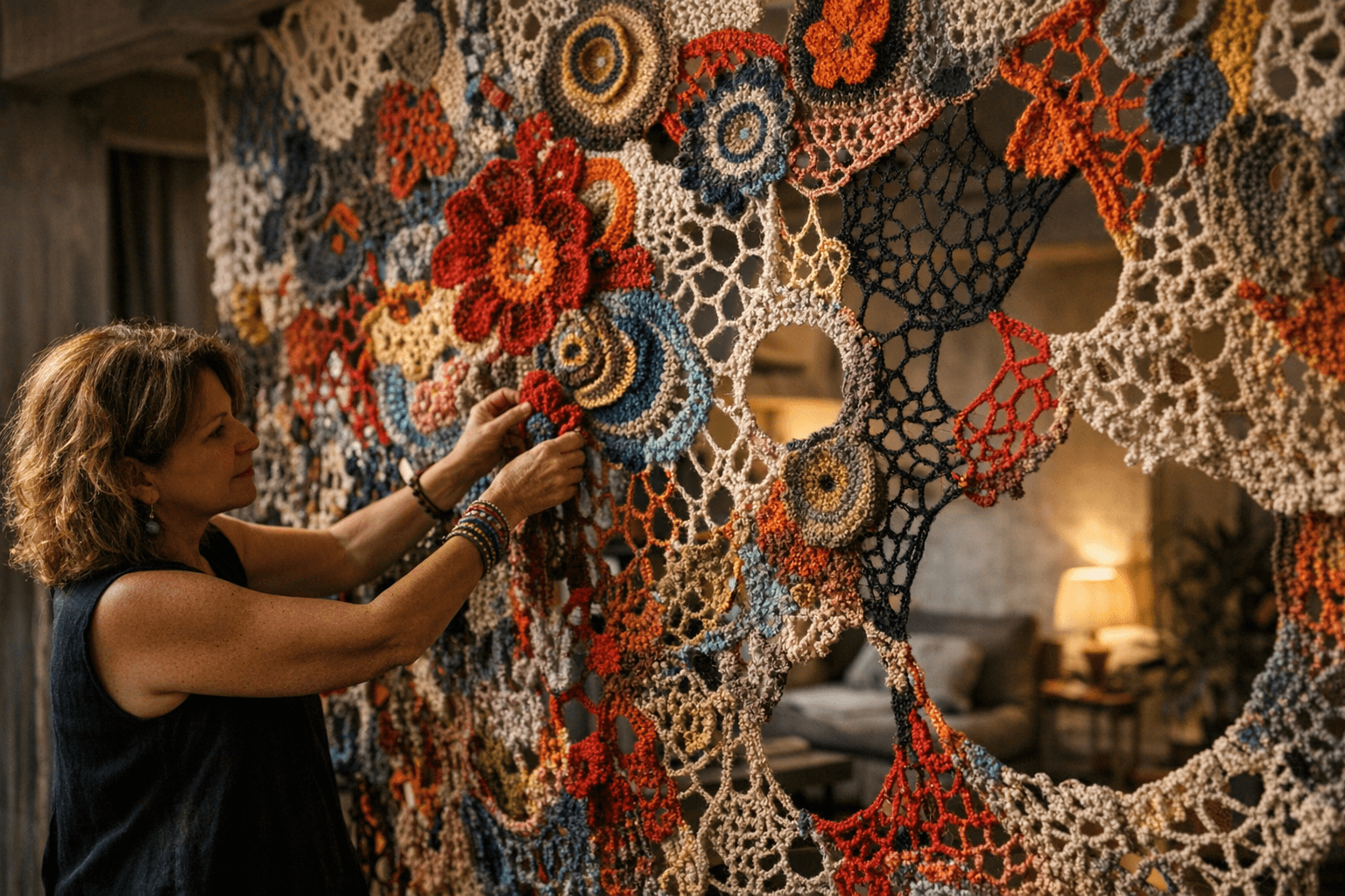 Daniela Cerri’s free-form crochet room divider redefines contemporary interior art