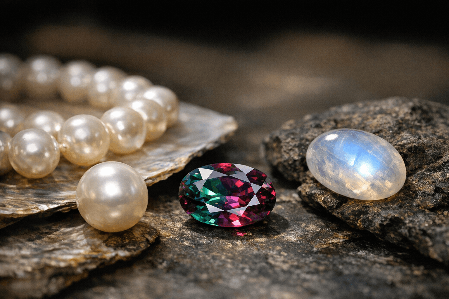 June’s Three Birthstones, Pearl, Alexandrite, and Moonstone Explained