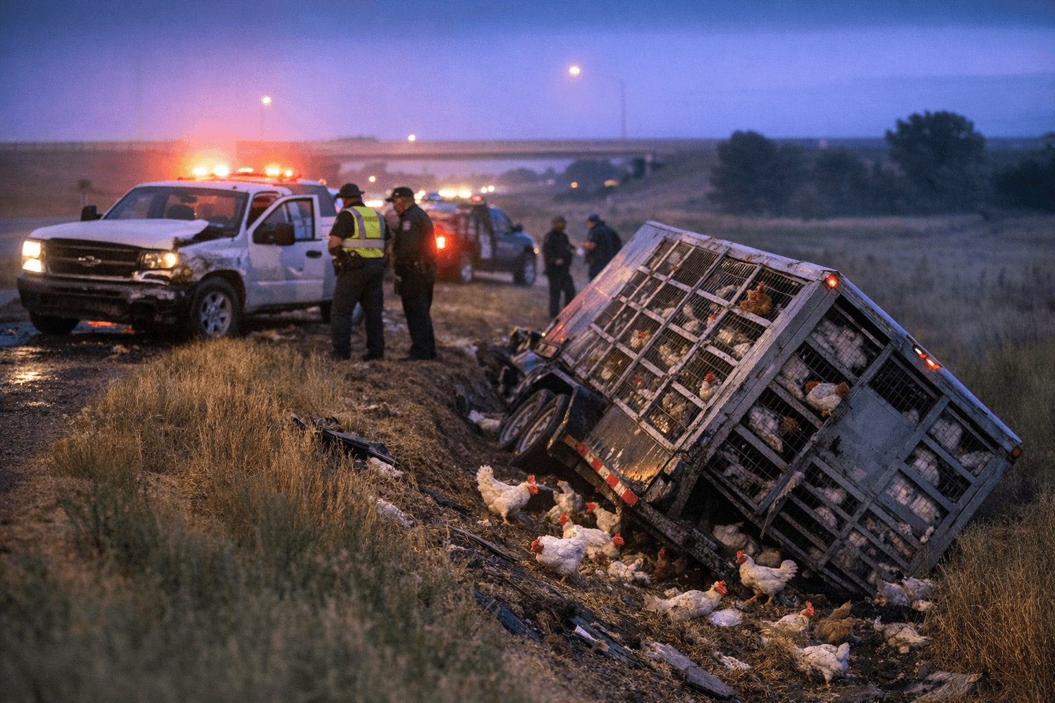Sterling crash sends chicken trailer into ditch near I-76 corridor