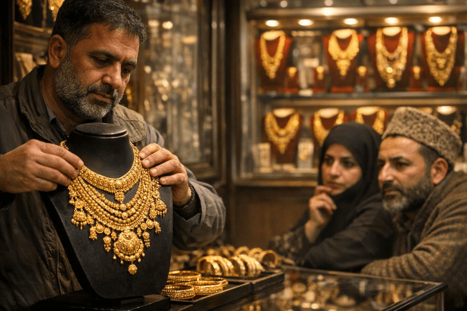 Kashmir jewelers display gold amid price swings and muted demand