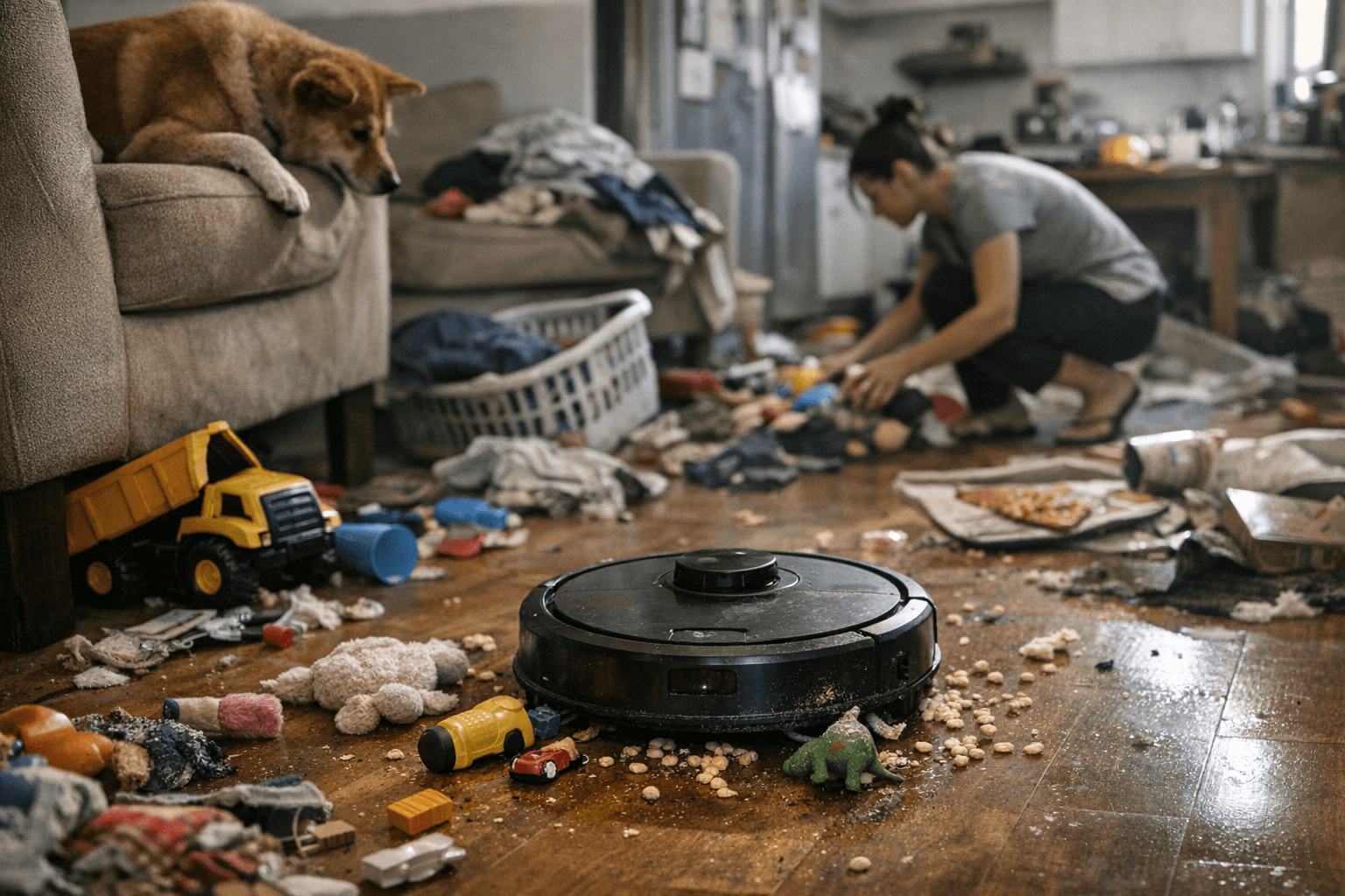 36,000 פסקל בדירה ישראלית: שואב רובוטי שמתמודד עם כאוס אמיתי
