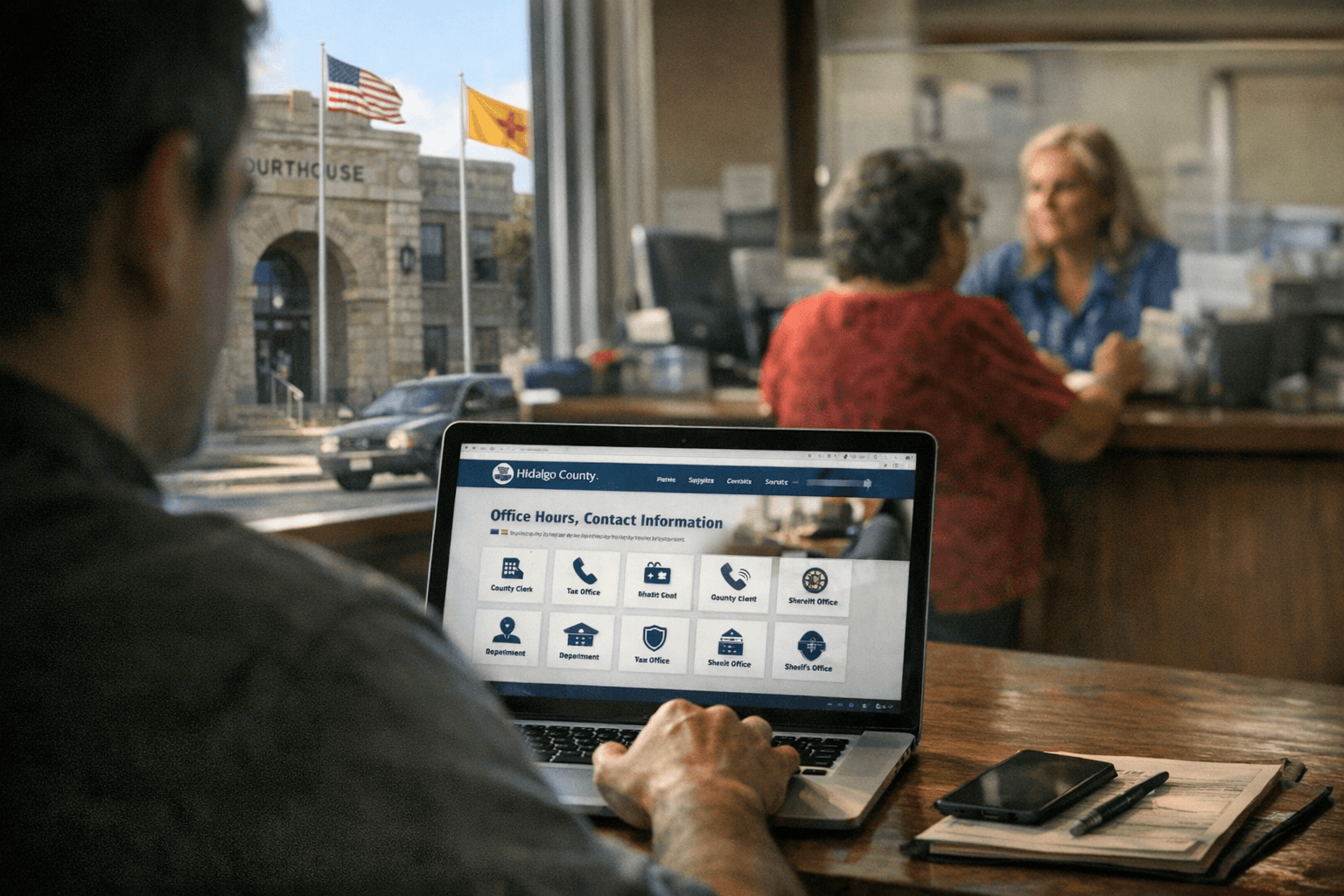 Hidalgo County website lists office hours, contacts for key services