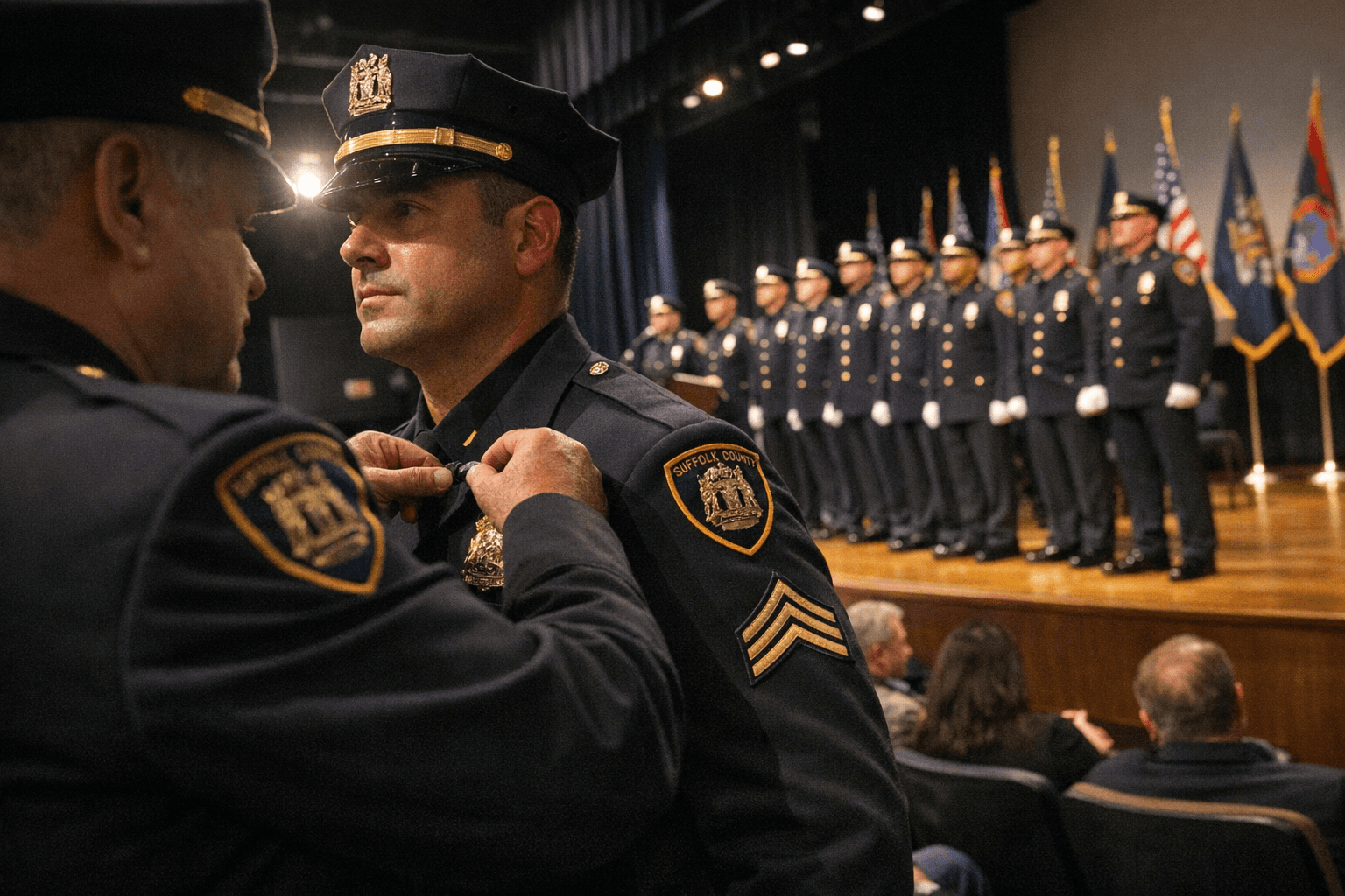 More than 75 Suffolk County police officers promoted in Brentwood ceremony