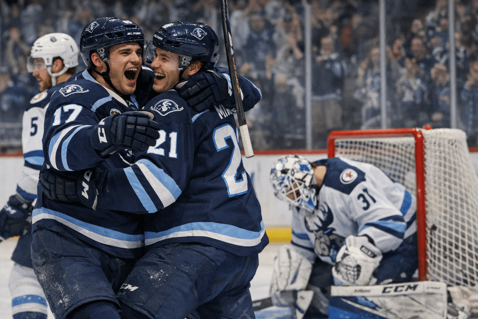 Admirals surge to 3-0 first-period lead over Moose in playoff opener