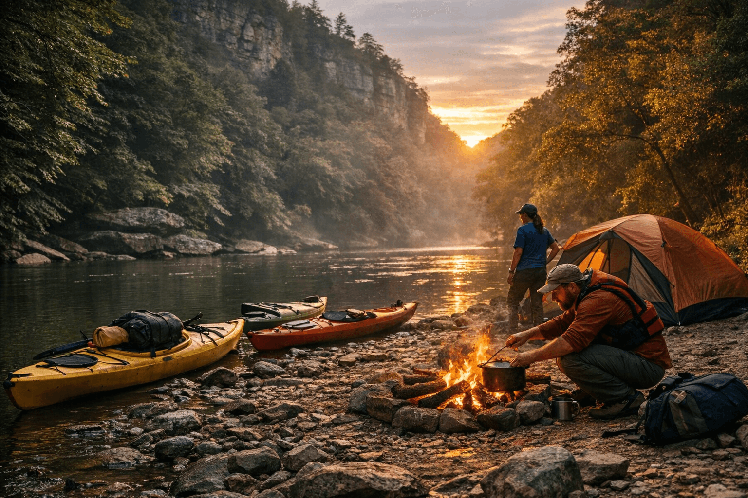 25-Mile Kayak Camping Trip Highlights South Fork Kentucky River Route