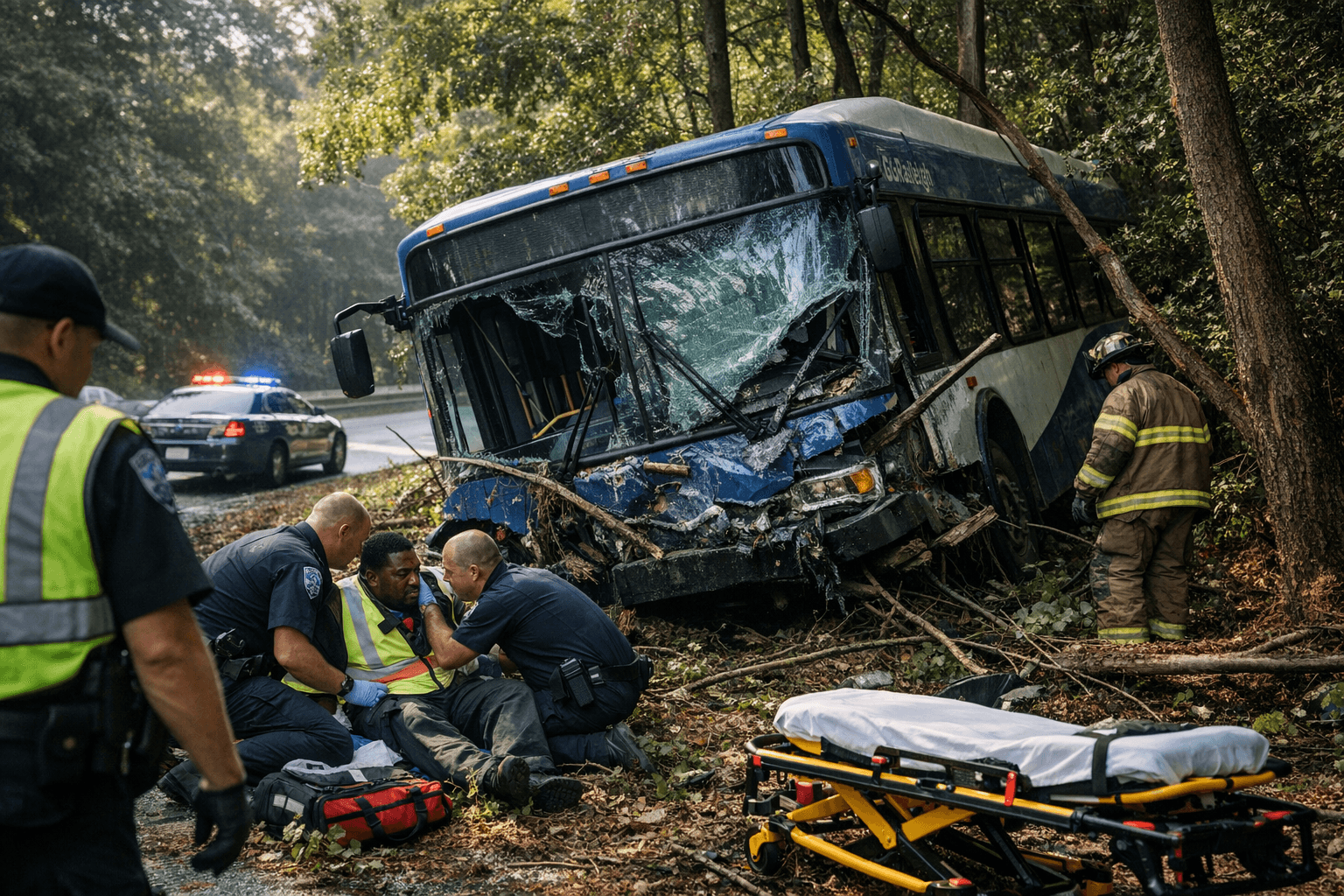 GoRaleigh bus crashes into woods on I-440, injures driver