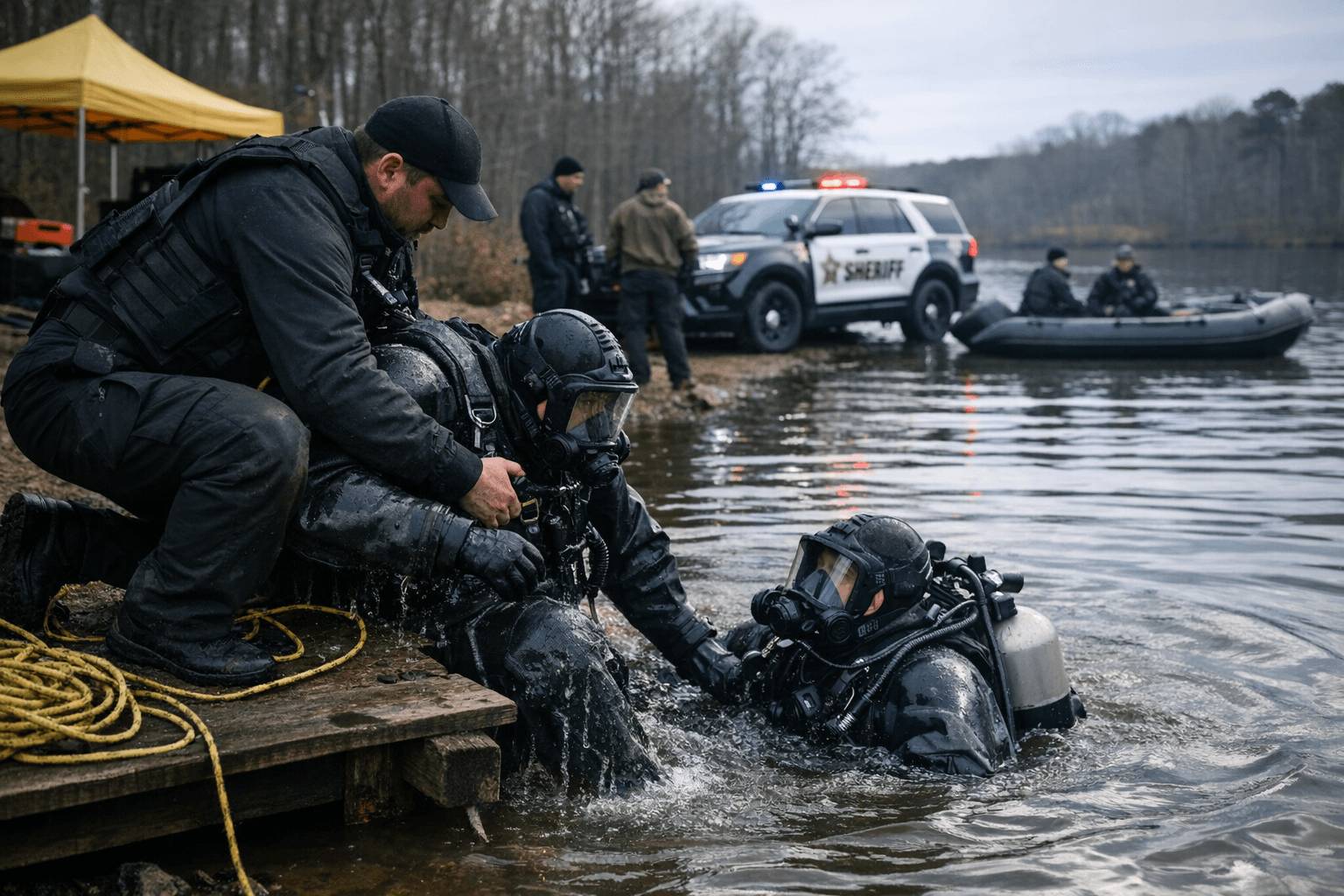 Guilford County dive team trains at Buffalo Lake for cold case response