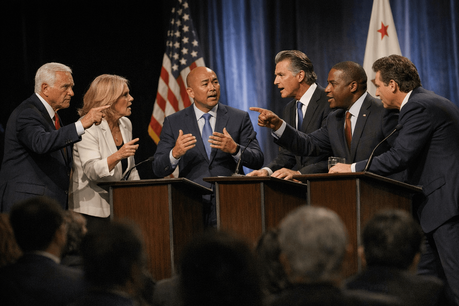 California governor candidates clash in first debate of open race