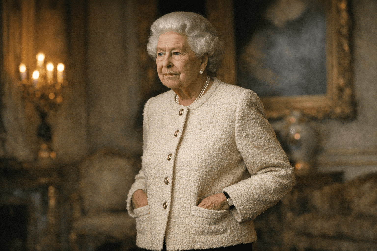 Queen Elizabeth II's pocketed bouclé portrait redefined old-money elegance