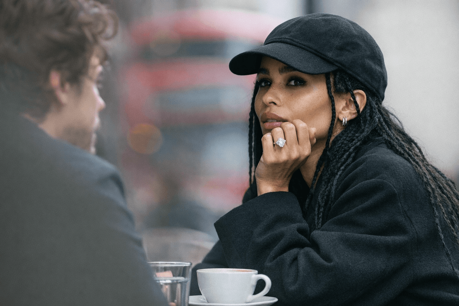 Zoë Kravitz sparks engagement rumors with diamond ring in London