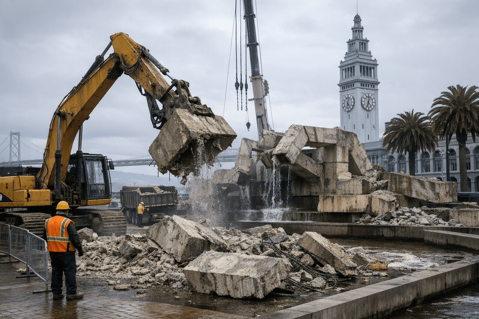 San Francisco begins dismantling Vaillancourt Fountain for Embarcadero redesign