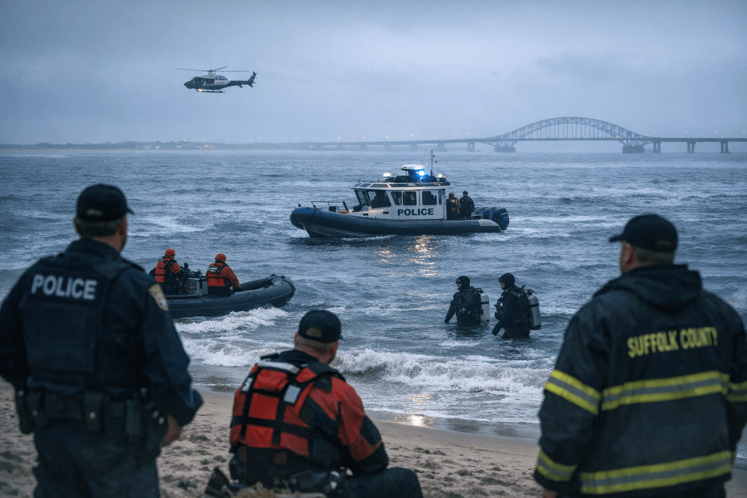 Suffolk police search Smith Point waters after man seen vanishing