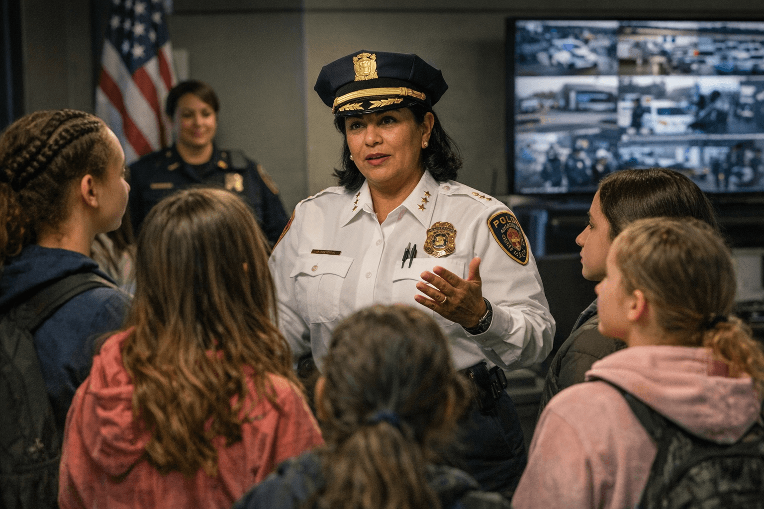 Bellport middle school girls tour Suffolk police headquarters, meet women leaders