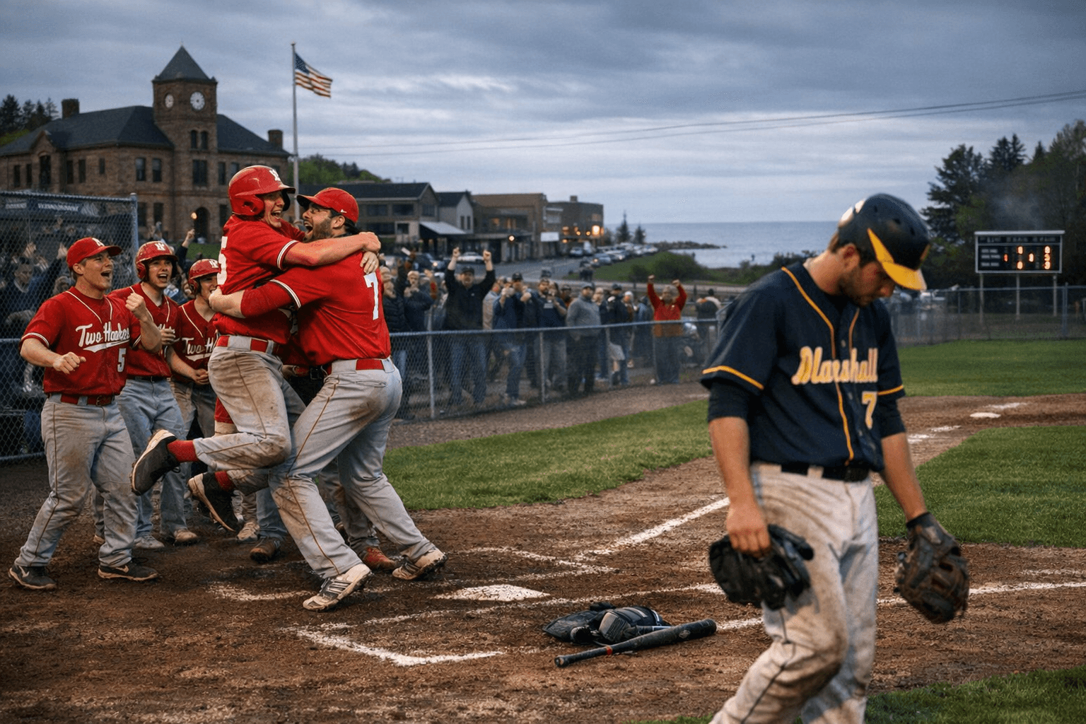 Two Harbors rallies late to edge Duluth Marshall 7-6