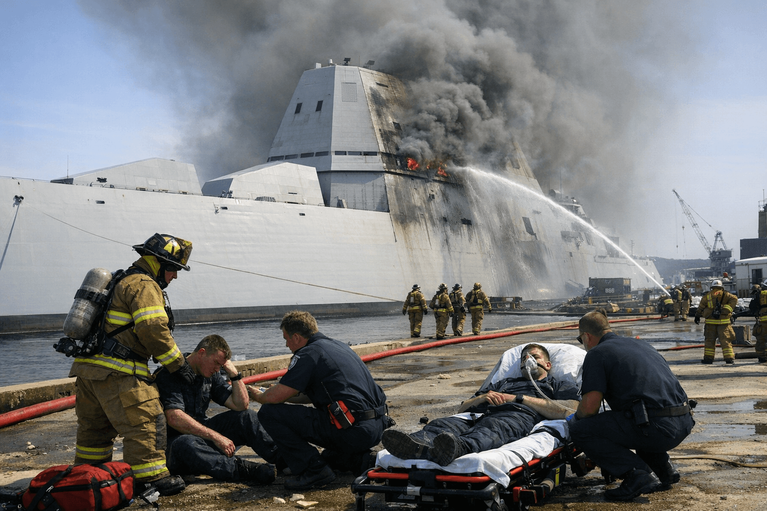 Fire aboard Bath-built USS Zumwalt injures three sailors in Mississippi