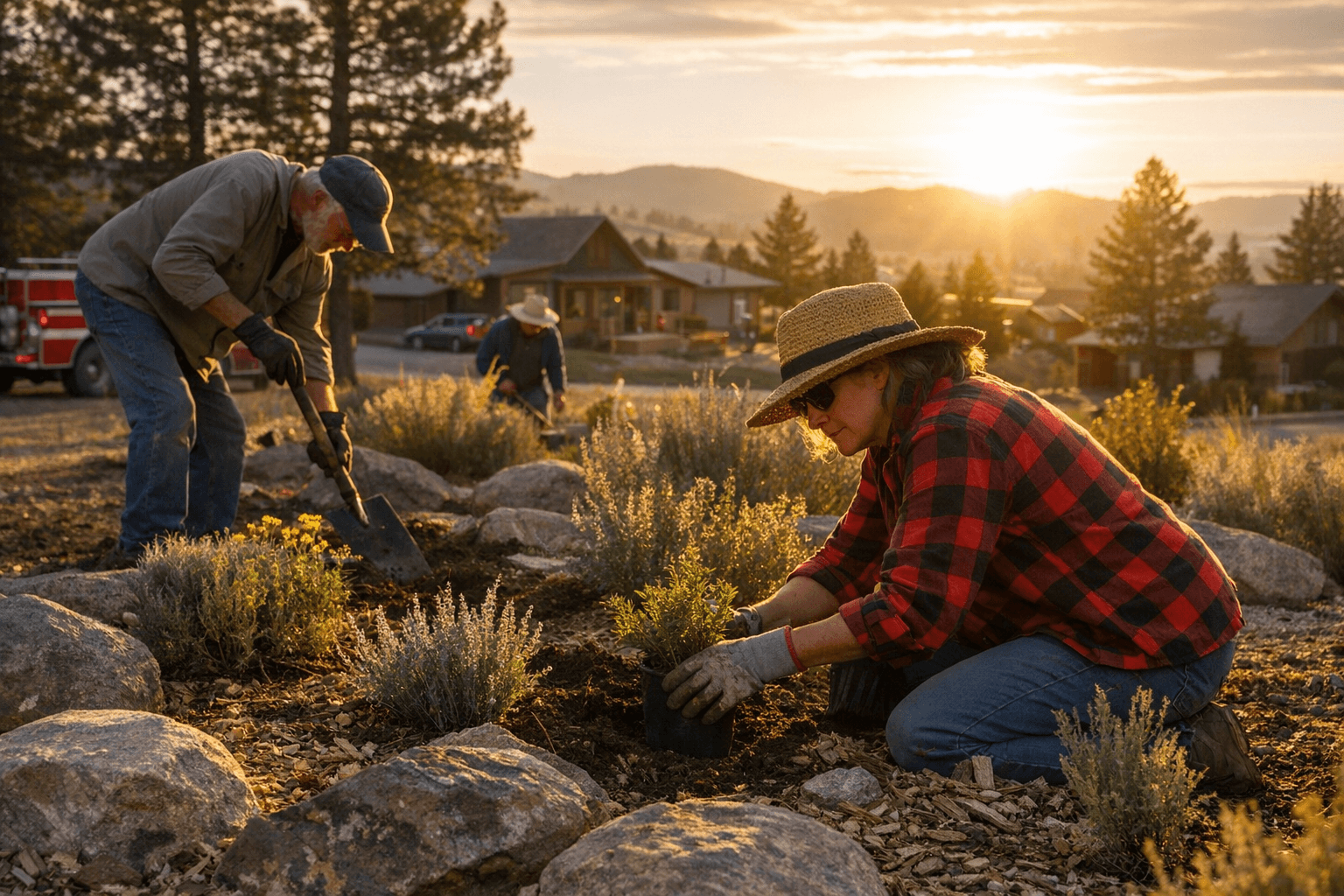 Earth Day volunteers upgrade Montana City fire-safe demonstration garden